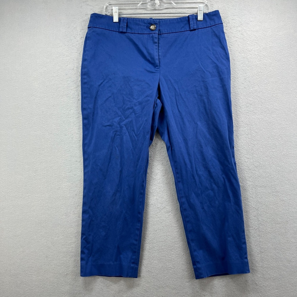 Loft Julie Pants Womens‎ 10 Blue Cotton Blend Stretch Straight Workwear Office